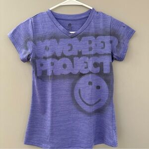 Purple Graphic T-Shirt with Smiley Face